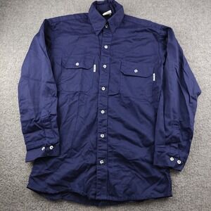 Magid FR Shirt Mens Small Navy Blue Flame Resistant Welder Electrician EUC